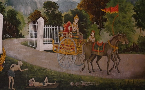 Buddha encounters old age, sickness and death.